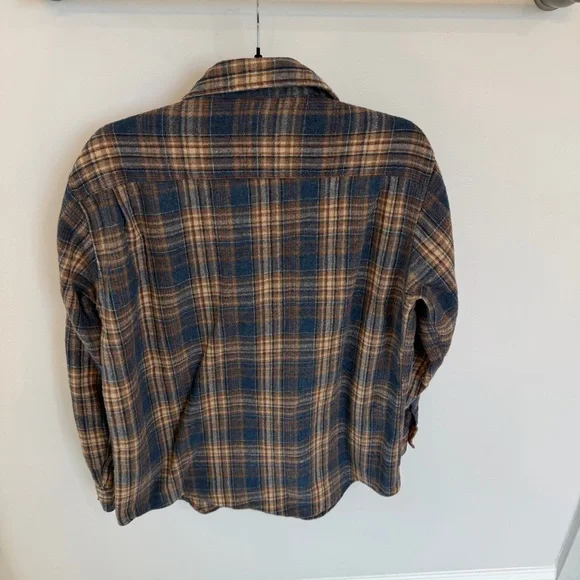 Ponderosa Men’s Vintage Wool Plaid Blue Brown Button Down Shirt Flannel. Large. - Picture 3 of 4